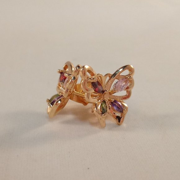 18K Yellow Gold Filled Butterfly Marquise Red Diamond Zircon Stud Earrings Gift - Picture 3 of 6